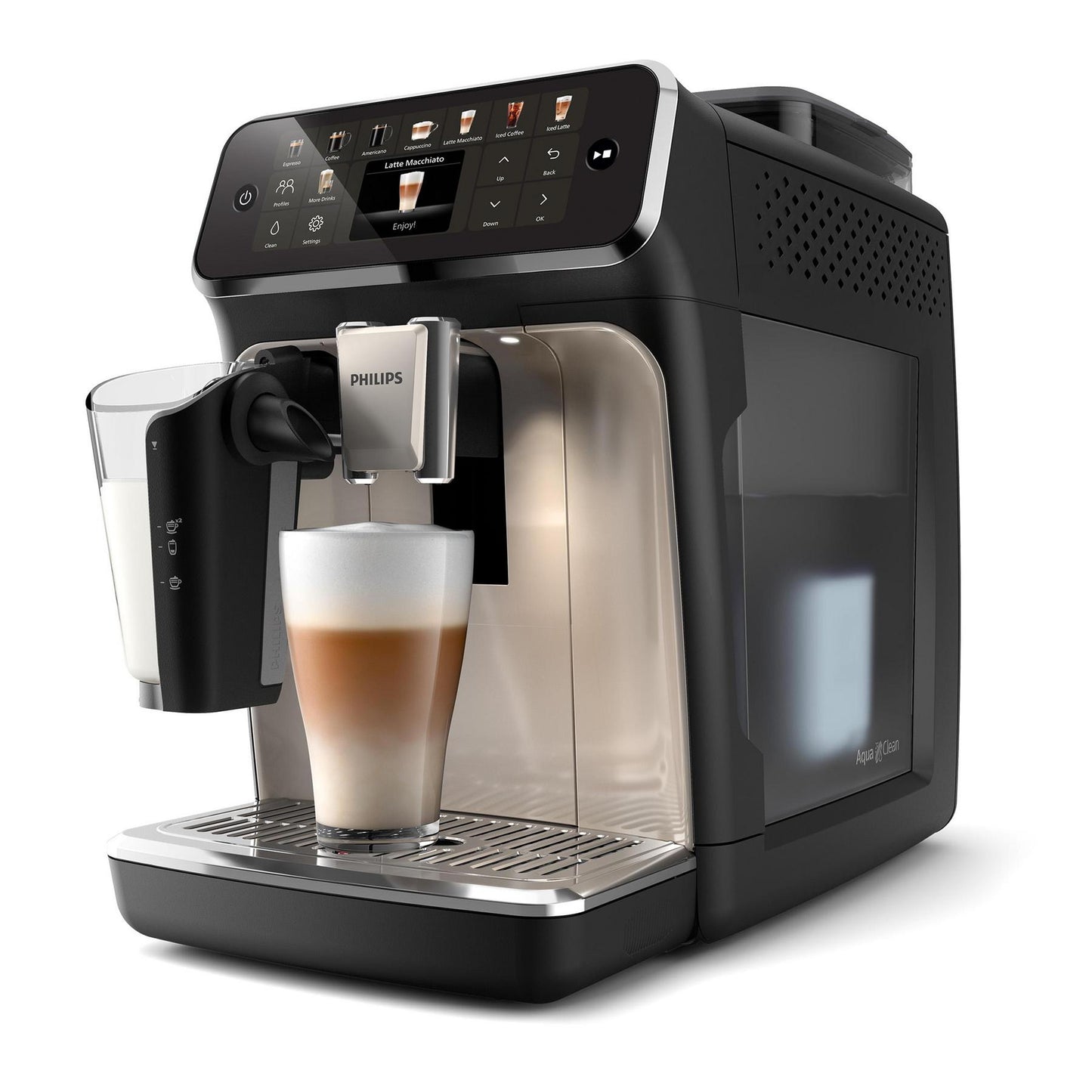 Kaffeevollautomat SilentBrew Serie 5500 EP5547/90 LatteGo 20 Kaffeespezialitäten (heiß oder eisgekühlt) - Schwarz verchromt