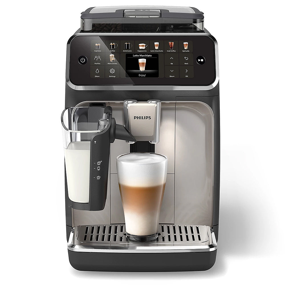 Kaffeevollautomat SilentBrew Serie 5500 EP5547/90 LatteGo 20 Kaffeespezialitäten (heiß oder eisgekühlt) - Schwarz verchromt